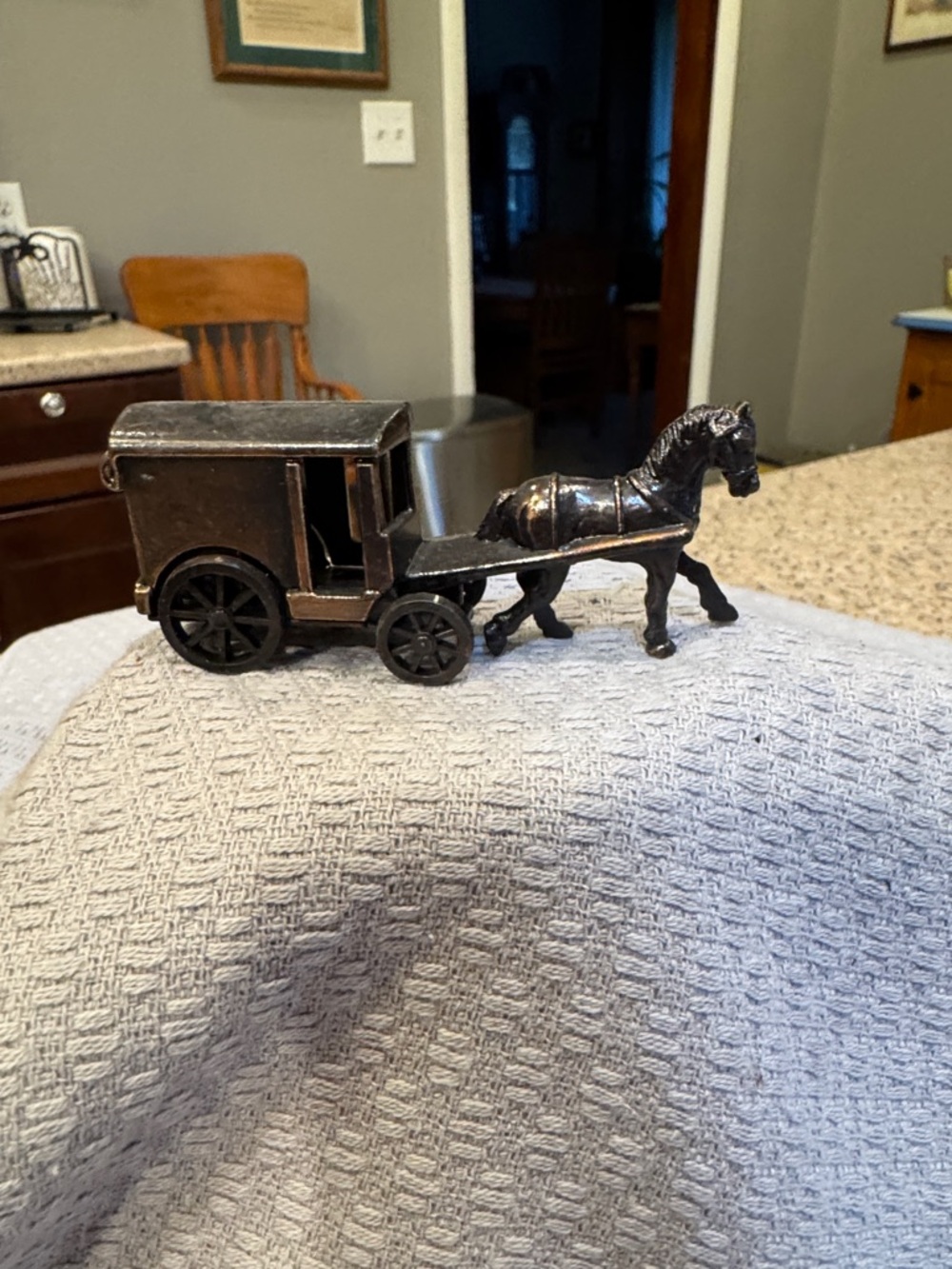 Metal Horse and Carriage Figurine - Dark Bronze Finish Pencil Sharpener